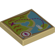 Visuel indicatif Rebrickable de Tuile 2 x 2 avec carte Heartlake City Bay motif imprimé (Tile 2 x 2 with Map Heartlake City Bay Print)