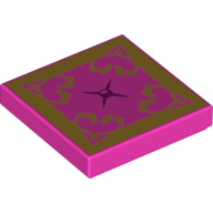 Visuel indicatif Rebrickable de Tuile 2 x 2 avec motif imprimé coussin or et magenta oriental (Tile 2 x 2 with Gold and Magenta Oriental Cushion Print)