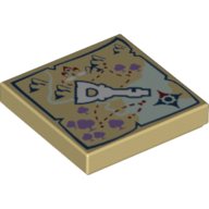 Visuel indicatif Rebrickable de Tuile 2 x 2 avec motif imprimé carte clé elfique (Tile 2 x 2 with Elven Key Map Print)