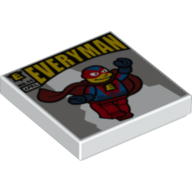Visuel indicatif Rebrickable de Tuile 2 x 2 avec motif imprimé Everyman Comic (Tile 2 x 2 with Everyman Comic Print)