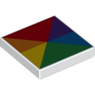 Visuel indicatif Rebrickable de Tuile 2 x 2 avec 6 triangles en couleurs arc-en-ciel motif imprimé (Tile 2 x 2 with 6 Triangles in Rainbow Colors Print)