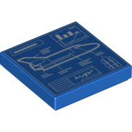 Visuel indicatif Rebrickable de Tuile 2 x 2 avec le modèle imprimé de plan de navette spatiale (Tile 2 x 2 with Space Shuttle Blueprint Print)