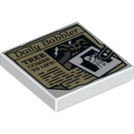 Visuel indicatif Rebrickable de Tuile 2 x 2 avec trombone, image figurine et babiller quotidien 'TREE COMES TO LIFE' article de journal motif imprimé (Tile 2 x 2 with Paper Clip, Minifigure Image and Daily Babbler 'TREE COMES TO LIFE' Newspaper Article Print)