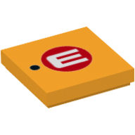 Visuel indicatif Rebrickable de Tuile 2 x 2 avec motif imprimé '•E' (Tile 2 x 2 with '•E' Print)