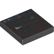 Visuel indicatif Rebrickable de Tuile 2 x 2 avec l'affichage du jeu vidéo défenseur motif imprimé (Tile 2 x 2 with Defender Video Game Display Print)