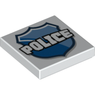 Visuel indicatif Rebrickable de Tuile 2 x 2 avec 'POLICE' sur Badge imprimé (Tile 2 x 2 with 'POLICE' on Badge Print)