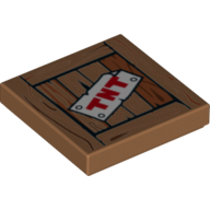 Visuel indicatif Rebrickable de Tuile 2 x 2 avec 'TNT' sur bois grain motif imprimé (Tile 2 x 2 with 'TNT' on Wood Grain Print)