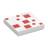 Visuel indicatif Rebrickable de Tuile 2 x 2 avec des carrés rouges foncés / motif imprimé gâteau Minecraft (Tile 2 x 2 with Dark Red Squares / Minecraft Cake Print)