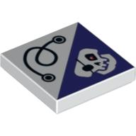 Visuel indicatif Rebrickable de Tuile 2 x 2 avec chaîne et triangle violet foncé avec motif imprimé tête de squelette (Tile 2 x 2 with String and Dark Purple Triangle with Skeleton Head Print)