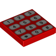 Visuel indicatif Rebrickable de Tuile 2 x 2 avec clavier de téléphone avec boutons beige et motif imprimé numéros noirs (Tile 2 x 2 with Phone Keypad with Tan Buttons and Black Numbers Print)
