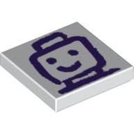 Visuel indicatif Rebrickable de Tuile 2 x 2 avec dessin violet foncé de motif imprimé tête de minifigurine (Tile 2 x 2 with Dark Purple Drawing of Minifig Head Print)