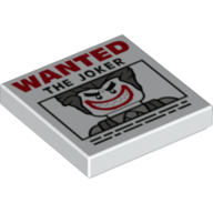 Visuel indicatif Rebrickable de Tuile 2 x 2 avec motif imprimé 'WANTED THE JOKER' (Tile 2 x 2 with 'WANTED THE JOKER' Poster Print)