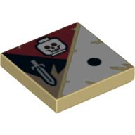 Visuel indicatif Rebrickable de Tuile 2 x 2 avec 1 point noir, crâne et motif imprimé épée (Tile 2 x 2 with 1 Black Dot, Skull and Sword Print)