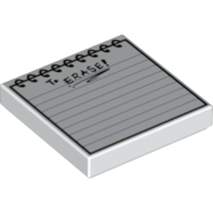Visuel indicatif Rebrickable de Tuile 2 x 2 avec bloc-notes à règle en spirale avec 'To ERASE!' (Tile 2 x 2 with Spiral Ruled Notepad with 'To ERASE!' Note Print)