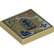 Visuel indicatif Rebrickable de Tuile 2 x 2 avec carte avec motif imprimé en cage (Tile 2 x 2 with Map with Cage Print)