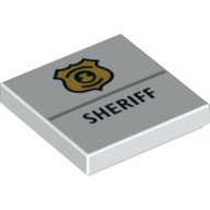 Tuile 2 x 2 avec motif imprimé shérif et badge (Tile 2 x 2 with Sheriff and Badge Print)