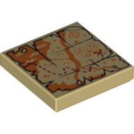 Visuel indicatif Rebrickable de Tuile 2 x 2 avec Carte (Rivière, Montagnes, Rouge 'X') imprimé (Tile 2 x 2 with Map (River, Mountains, Red 'X') Print)