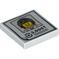 Visuel indicatif Rebrickable de Tuile 2 x 2 avec mugshot avant figurine et 5000 récompense affiche motif imprimé (Tile 2 x 2 with Minifig Front Mugshot and 5000 Reward Poster Print)