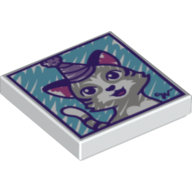 Visuel indicatif Rebrickable de Tuile 2 x 2 avec chaton coloré avec chapeau de fête imprimé (Tile 2 x 2 with Colored Kitten with Party Hat Print)