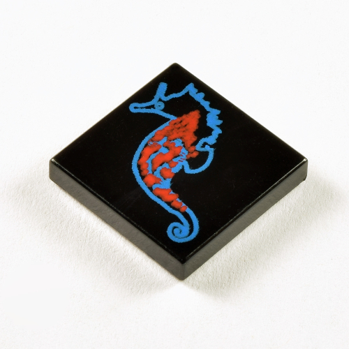 Visuel indicatif Rebrickable de Tuile 2 x 2 avec motif imprimé Hippocampe bleu et rouge (Tile 2 x 2 with Blue and Red Seahorse Print)