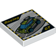 Visuel indicatif Rebrickable de Tuile 2 x 2 avec motif imprimé de voiture de course gt (Tile 2 x 2 with Racing GT Car Print)