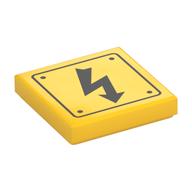 Visuel indicatif Rebrickable de Tuile 2 x 2 avec motif imprimé symbole de danger électrique (Tile 2 x 2 with Electric Danger Symbol Print)
