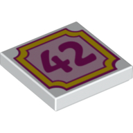 Visuel indicatif Rebrickable de Tuile 2 x 2 avec motif imprimé rose foncé 42 sur champ rose et bordure jaune (Tile 2 x 2 with Dark Pink 42 on Pink Field and Yellow Border Print)