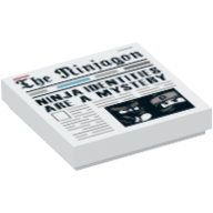 Visuel indicatif Rebrickable de Tuile 2 x 2 avec motif imprimé journal 'Ninja Identities are a Mystery' (Tile 2 x 2 with Newspaper 'Ninja Identities are a Mystery' Print)