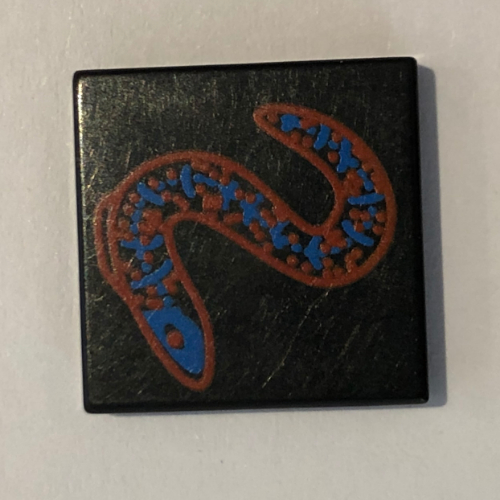 Visuel indicatif Rebrickable de Tuile 2 x 2 avec motif bleu et rouge imprimé anguille (Tile 2 x 2 with Blue and Red Eel Print)