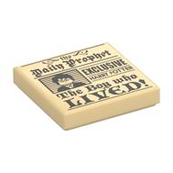 Visuel indicatif Rebrickable de Tuile 2 x 2 avec journal 'Daily Prophet' 'Exclusive Harry Potter The Boy Who Lived' motif imprimé (Tile 2 x 2 with Newspaper 'Daily Prophet' 'Exclusive Harry Potter The Boy Who Lived' Print)