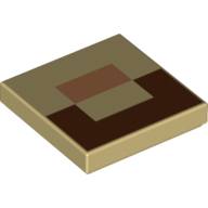 Visuel indicatif Rebrickable de Tuile 2 x 2 avec des pixels Minecraft brun rougeâtre, rectangles de nougat moyen motif imprimé (Tile 2 x 2 with Minecraft Pixels Reddish Brown, Medium Nougat Rectangles Print)