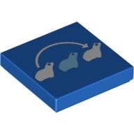 Visuel indicatif Rebrickable de Tuile 2 x 2 avec 3 grenouilles et motif imprimé Flèche courbée (Tile 2 x 2 with 3 Frogs and Curved Arrow Print)