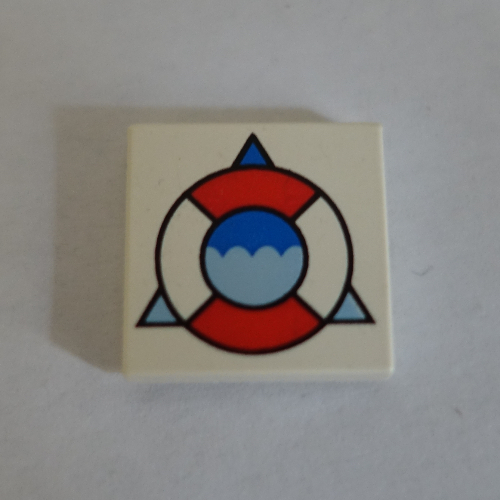 Visuel indicatif Rebrickable de Tuile 2 x 2 avec garde-côte gilet de sauvetage sur motif imprimé triangle (Tile 2 x 2 with Coast Guard Life Preserver Over Triangle Print)