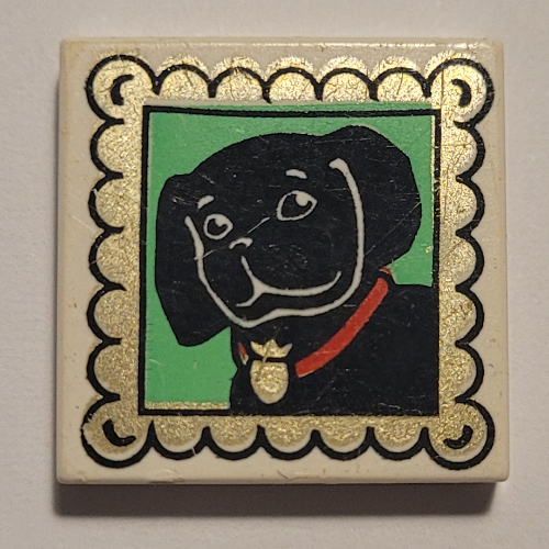 Visuel indicatif Rebrickable de Tuile 2 x 2 avec motif imprimé Dog Portrait (Tile 2 x 2 with Dog Portrait Print)