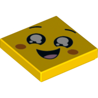 Visuel indicatif Rebrickable de Tuile 2 x 2 avec visage heureux, bouche ouverte motif imprimé (Tile 2 x 2 with Happy Face, Open Mouth Print)