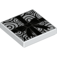 Visuel indicatif Rebrickable de Tuile 2 x 2 avec tourbillons noirs et motif imprimé ruban (Tile 2 x 2 with Black Swirls and Ribbon Print)