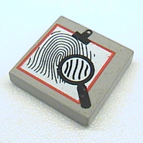Visuel indicatif Rebrickable de Tuile 2 x 2 avec loupe et impression d'empreintes digitales (Tile 2 x 2 with Magnifying Glass and Fingerprint Print)
