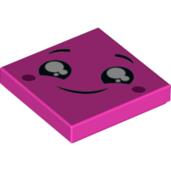 Visuel indicatif Rebrickable de Tuile 2 x 2 avec yeux noirs, sourire, violet foncé joues/points motif imprimé (Tile 2 x 2 with Black Eyes, Smile, Dark Purple Cheeks/Dots Print)