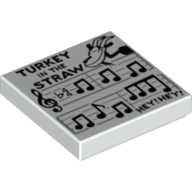 Visuel indicatif Rebrickable de Tuile 2 x 2 avec 'Turkey in the Straw', 'Hey! Hey!', partition, motif imprimé chèvre (Tile 2 x 2 with 'Turkey in the Straw', 'Hey! Hey!', Sheet music, Goat Print)