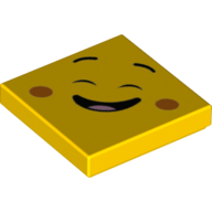 Visuel indicatif Rebrickable de Tuile 2 x 2 avec visage sourire heureux, yeux fermés, fossettes orange foncé (Tile 2 x 2 with Happy Smile Face, Closed Eyes, Dark Orange Dimples)