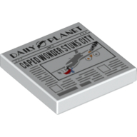 Visuel indicatif Rebrickable de Tuile 2 x 2 avec journal quotidien de la planète avec 'CAPED WONDER STUNS CITY' (Tile 2 x 2 with Daily Planet Newspaper with 'CAPED WONDER STUNS CITY' Headline Print)