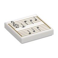Visuel indicatif Rebrickable de Tuile 2 x 2 avec motif imprimé Feuille de Musique (Tile 2 x 2 with Music Sheet Print)