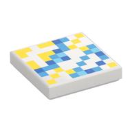 Visuel indicatif Rebrickable de Tuile 2 x 2 avec motifs imprimés carrés bleu et orange pixélisés (Tile 2 x 2 with Pixelated Blue and Orange Squares Print)