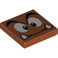 Tuile 2 x 2 avec visage goomba avec motif imprimé avant haut sillonné (Tile 2 x 2 with Goomba Face with High Furrowed Brow Print)