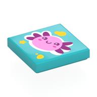 Visuel indicatif Rebrickable de Tuile 2 x 2 avec motif imprimé Axolotl rose vif et magenta (Tile 2 x 2 with Bright Pink and Magenta Axolotl Print)
