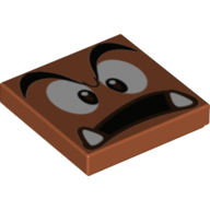 Tuile 2 x 2 avec motif imprimé Goomba Face et bouche ouverte (Tile 2 x 2 with Goomba Face and Open Mouth Print)