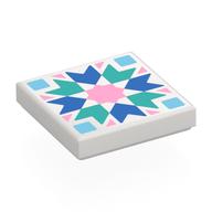 Visuel indicatif Rebrickable de Tuile 2 x 2 avec motif imprimé mosaïque rose/bleu/turquoise foncé/bleu vif (Tile 2 x 2 with Bright Pink/Blue/Dark Turquoise/Bright Blue Mosaic Print)