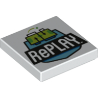 Visuel indicatif Rebrickable de Tuile 2 x 2 avec motif imprimé 'RePLAY' (Tile 2 x 2 with 'RePLAY' Print)