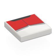 Visuel indicatif Rebrickable de Tuile 2 x 2 avec des formes rouge/gris bleuté clair (clone trooper) motif imprimé (Tile 2 x 2 with Red/Light Bluish Grey Shapes (Clone Trooper Chest) Print)