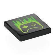 Visuel indicatif Rebrickable de Tuile 2 x 2 avec manette de jeu, motif imprimé pixels vert vert citron/brillant (Tile 2 x 2 with Game Controller, Lime/Bright Green Pixels Print)